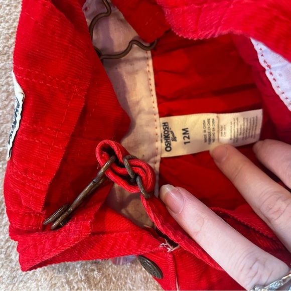 Osh Kosh B’Gosh Red Corduroy Dress with Flower Accent 12 Months - Picture 4 of 4